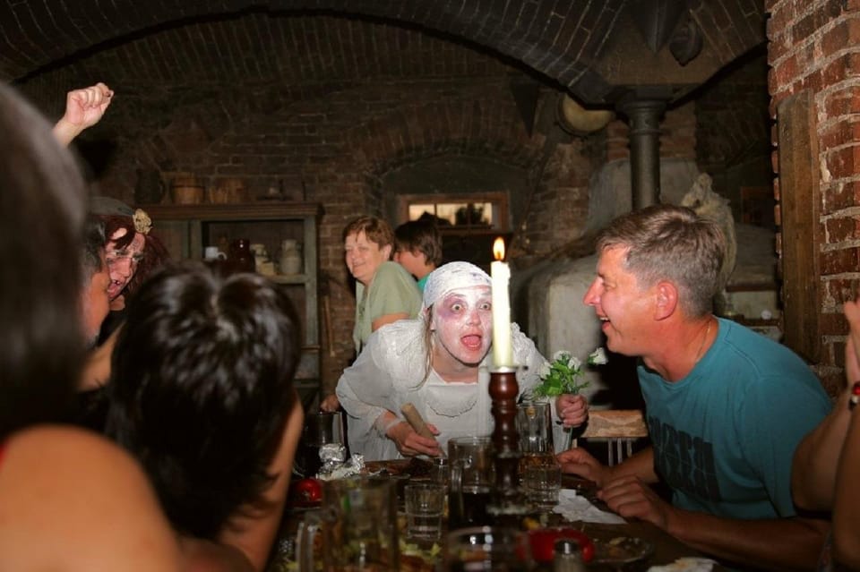 From Prague: Medieval Dinner, Show, Castle and Brewery - A full evening of period entertainment: band, dancers, fakir with snake, and fire