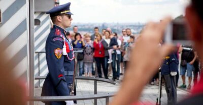 Prague City Tour with Vltava River Cruise - Minibus views: National Theatre, Rudolfinum, and synagogues