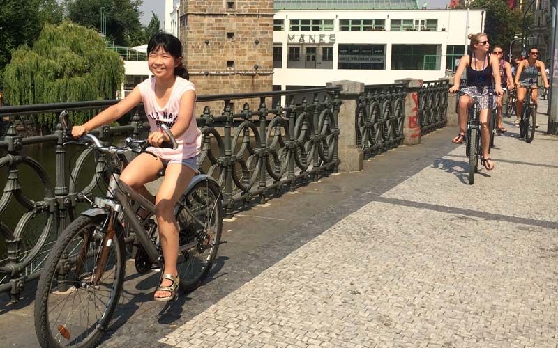 Prague: Classic City Bike Tour - New Town streets and the Dancing House photo stop