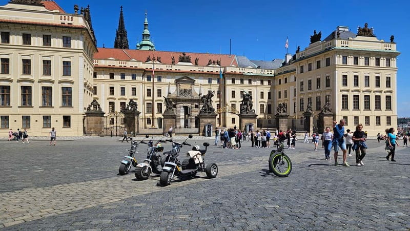Prague: Panoramic Viewpoints Guided Electric Tricycle Tour - Prague Castle square and the main gate photo on the longer option